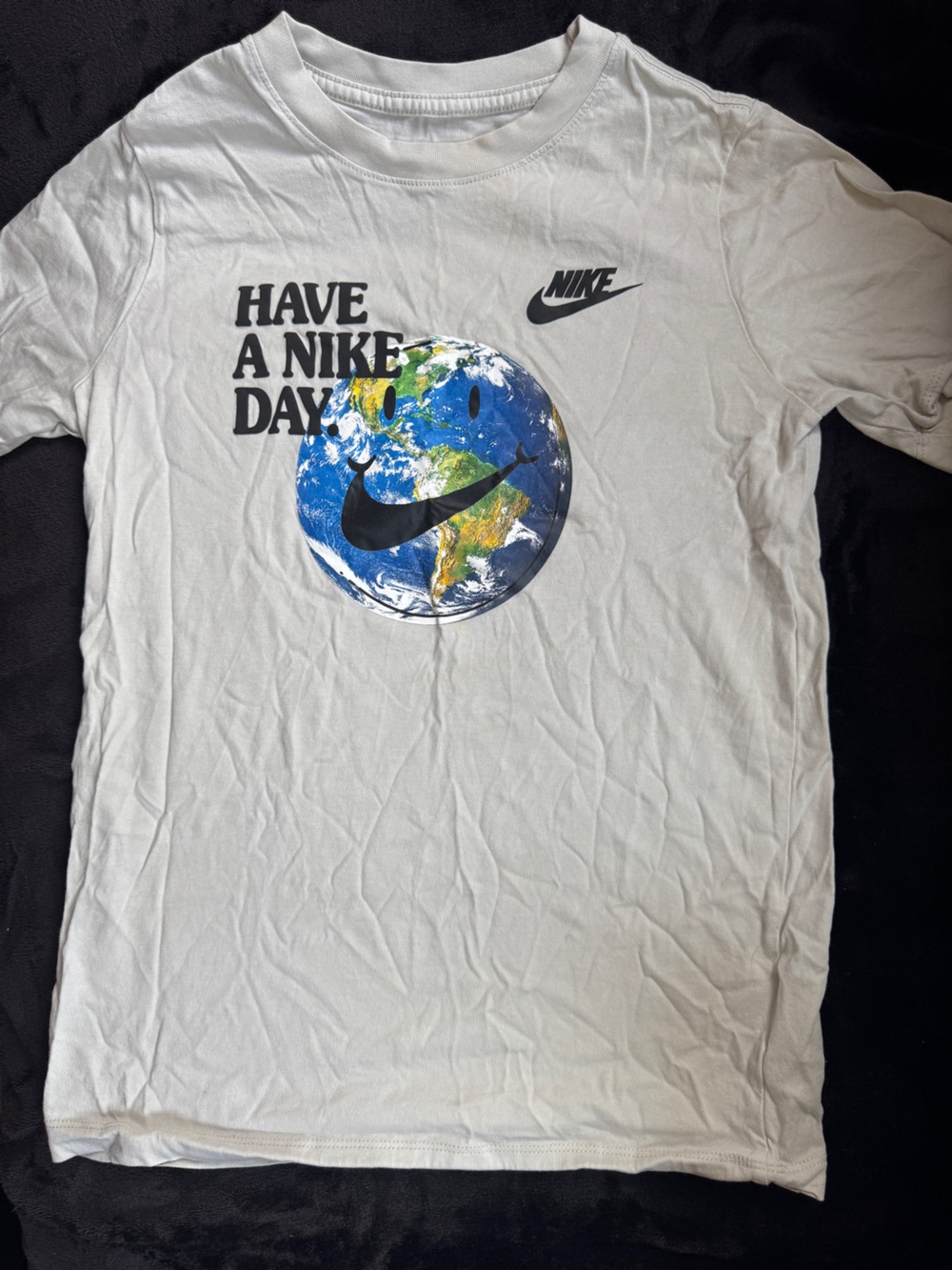 Nike Kids Short Sleeve Tee White with Earth Graphic